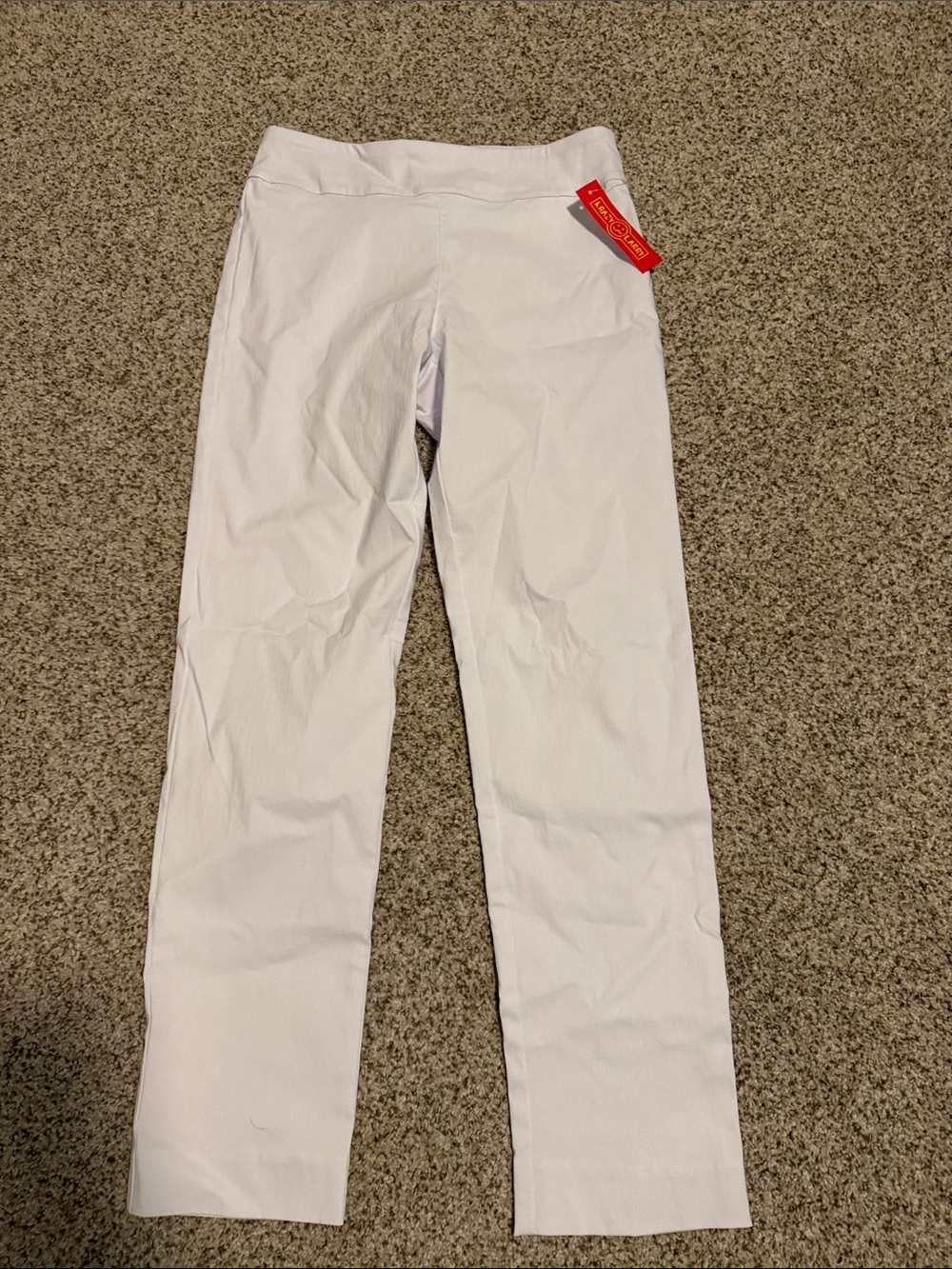 White Stretch Straight-Leg Pants